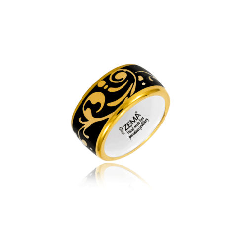 Barokk Fekete&Arany Finomporcelán Gyűrű