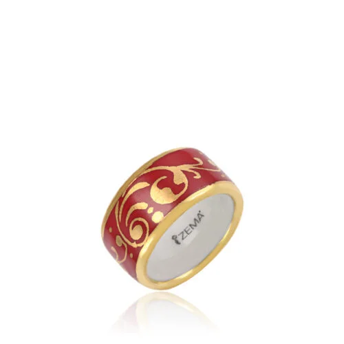 Barokk Piros&Arany Finomporcelán Gyűrű